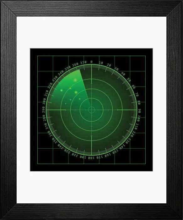 Framed Print : Military green radar screen with target. Futuristic HUD interface. Stock vector illustration Framed Print : Military green radar screen with target. Futuristic HUD interface. Stock vector illustration
