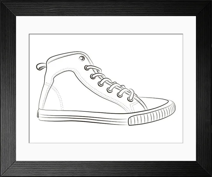 Framed Print : Shoes sneaker outline drawing vector Framed Print : Shoes sneaker outline drawing vector