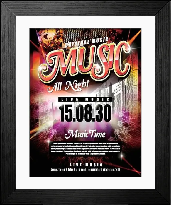 Framed Print : modern music festival poster design template with abstract background Framed Print : modern music festival poster design template with abstract background