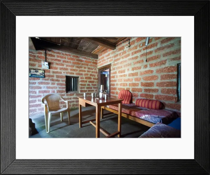Framed Print : Wooden table, plastic chair, rural village house ; Maharashtra ; India ; Asia Framed Print : Wooden table, plastic chair, rural village house ; Maharashtra ; India ; Asia