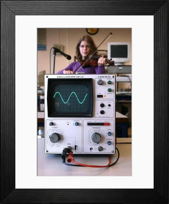 Framed Print : oscilloscope shows the sound pattern of a violin Framed Print : oscilloscope shows the sound pattern of a violin