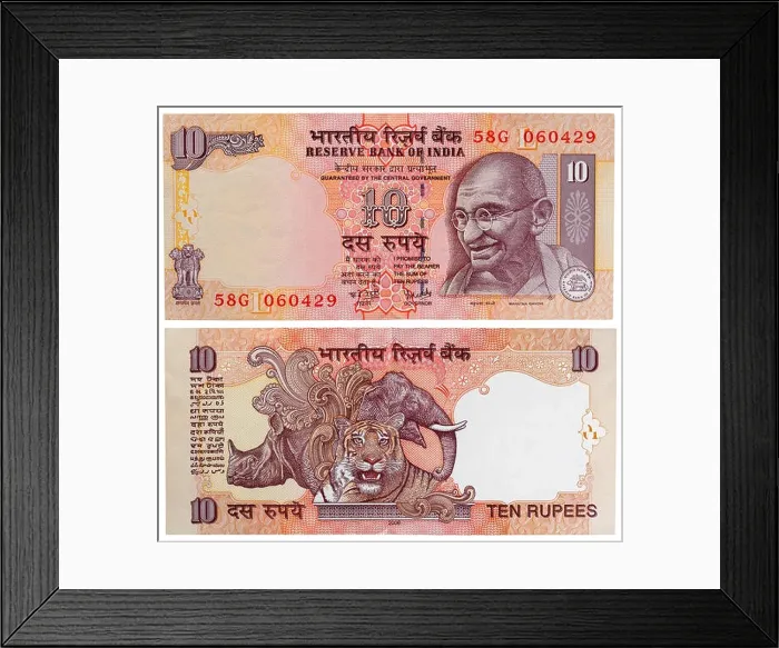Framed Print : 10 rupees banknote, Mahatma Gandhi, India, 2006 Framed Print : 10 rupees banknote, Mahatma Gandhi, India, 2006