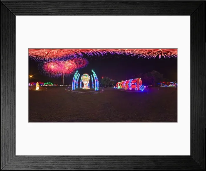 Framed Print : Mixed fireworks into this panorama Framed Print : Mixed fireworks into this panorama