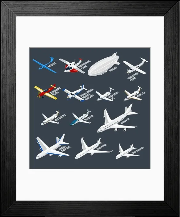 Framed Print : A vector illustration of Airplanes Icons Set Framed Print : A vector illustration of Airplanes Icons Set