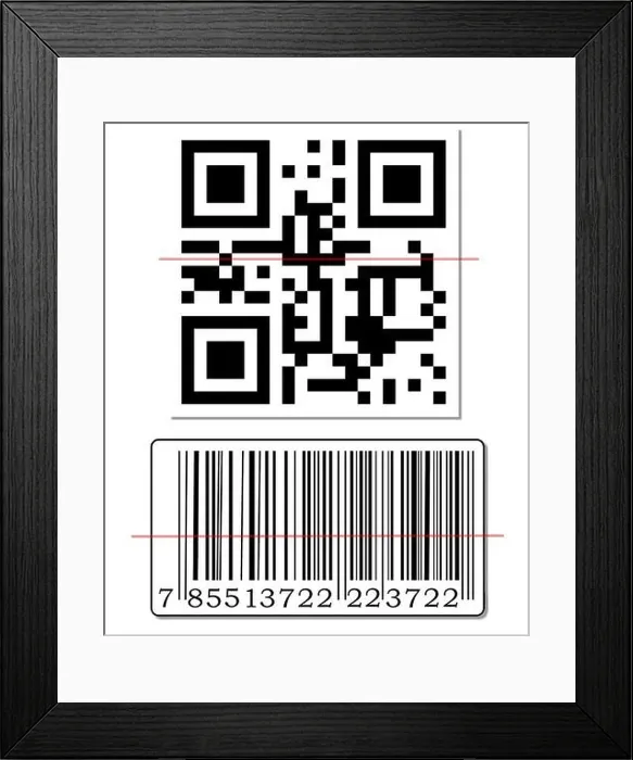 Framed Print : QR code and barcode with scanning red line Framed Print : QR code and barcode with scanning red line