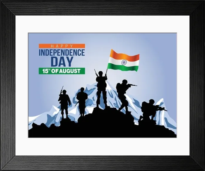 Framed Print : happy independence day India. vector illustration of Indian army with flag Framed Print : happy independence day India. vector illustration of Indian army with flag