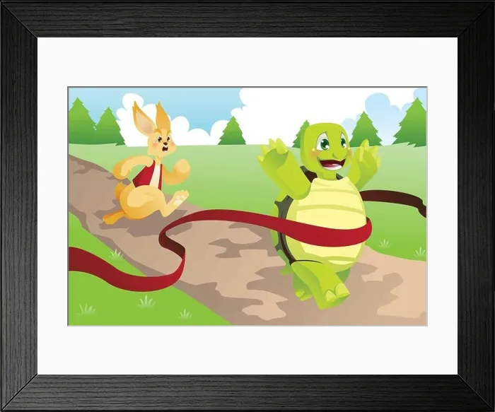 Framed Print : A vector illustration of tortoise and hare racing Framed Print : A vector illustration of tortoise and hare racing
