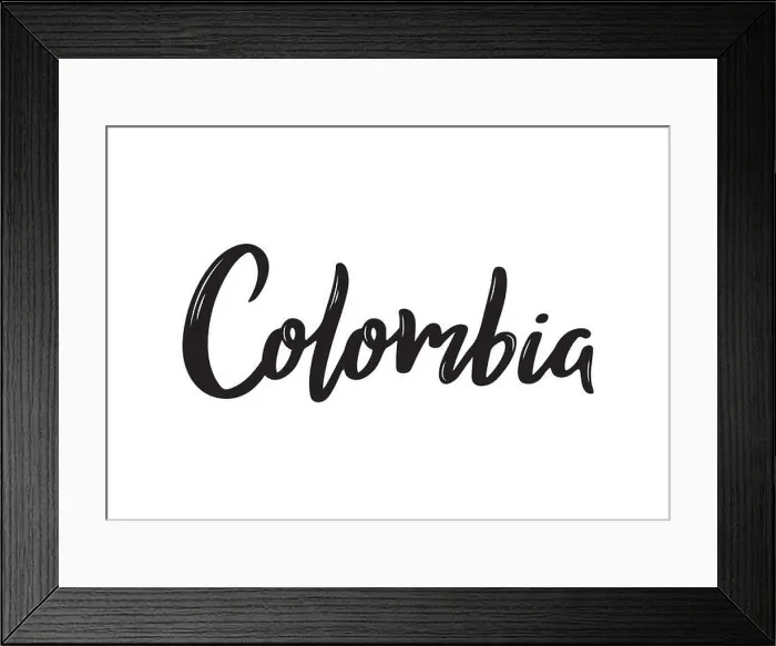 Framed Print : Colombia - hand drawn lettering name of country. Handwritten inscription. Vector illustration Framed Print : Colombia - hand drawn lettering name of country. Handwritten inscription. Vector illustration
