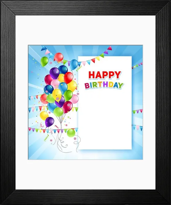 Framed Print : Festive Happy Birthday card template Framed Print : Festive Happy Birthday card template