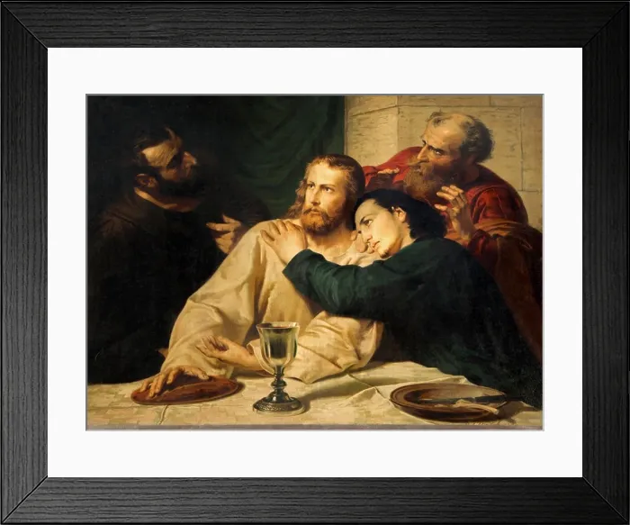 Framed Print : Leuven - Copy of paint scene withe Jesus and st. John at Last supper from 19. cent. in St. Michaels church (Michelskerk) Framed Print : Leuven - Copy of paint scene withe Jesus and st. John at Last supper from 19. cent. in St. Michaels church (Michelskerk)
