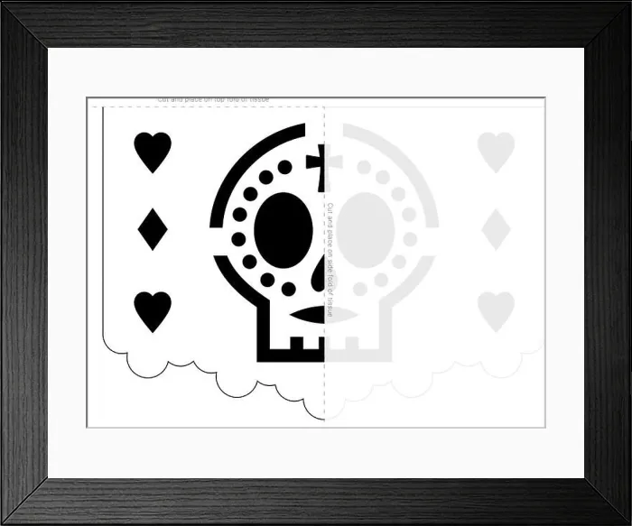 Framed Print : Papel picado stencil template. Dia de Muertos banner blueprint Framed Print : Papel picado stencil template. Dia de Muertos banner blueprint