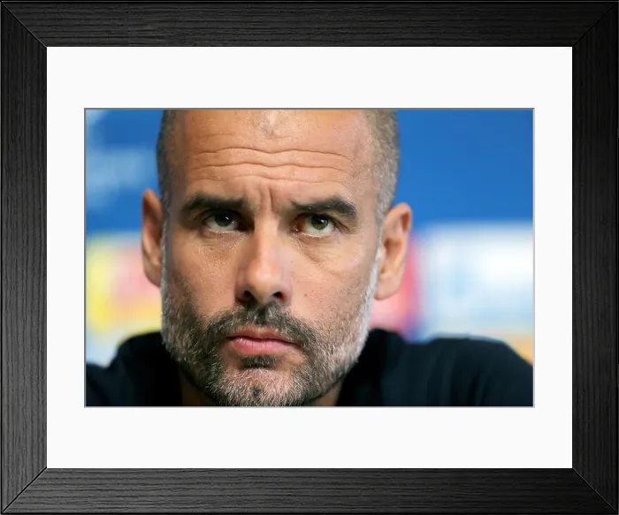 Framed Print : Manchester City manager Pep Guardiola during the press conference at the CFA, Manchester Framed Print : Manchester City manager Pep Guardiola during the press conference at the CFA, Manchester