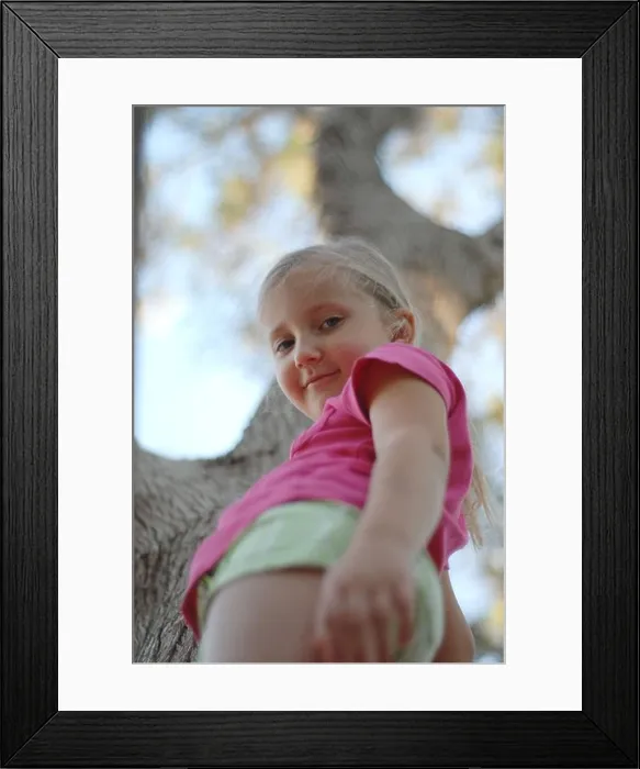 Framed Print : children girl poses background tree Framed Print : children girl poses background tree