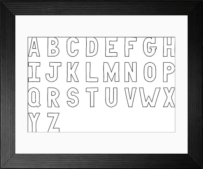 Framed Print : Black color hand drawing of uppercase english alphabet letter on white background