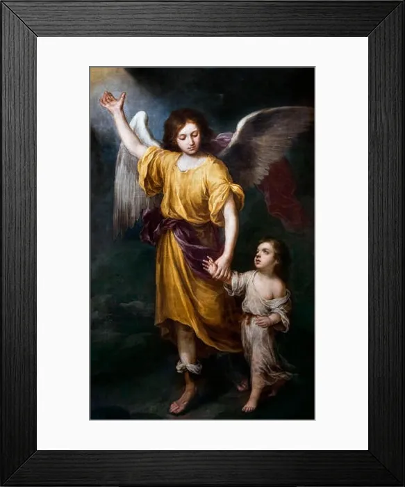 Framed Print : Guardian Angel (El Ángel de la Guarda) by Bartolomé-Esteban Murillo (1617-1682), oil on canvas, c.1665-68 Framed Print : Guardian Angel (El Ángel de la Guarda) by Bartolomé-Esteban Murillo (1617-1682), oil on canvas, c.1665-68