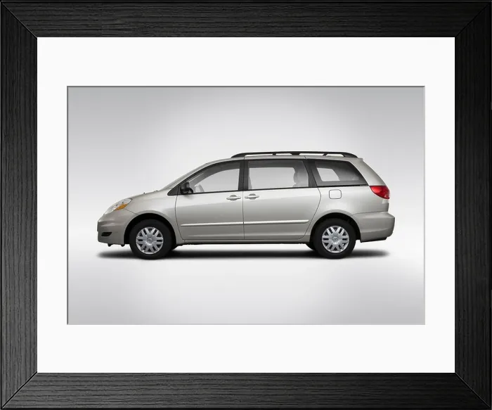 Framed Print : 2010 Toyota Sienna CE 7 Passenger in Silver - Drivers Side Profile Framed Print : 2010 Toyota Sienna CE 7 Passenger in Silver - Drivers Side Profile