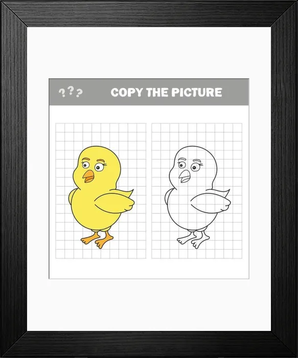 Framed Print : Chicken to be colored, the coloring book for preschool kids with easy educational level. Copy the picture, the simple educational game for children Framed Print : Chicken to be colored, the coloring book for preschool kids with easy educational level. Copy the picture, the simple educational game for children