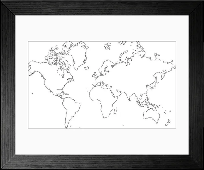 Framed Print : Outline World map. Vector illustration Framed Print : Outline World map. Vector illustration