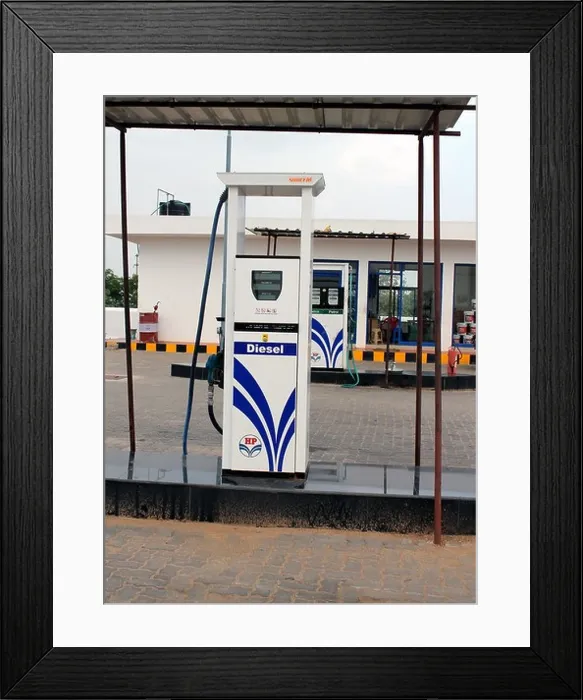 Framed Print : Diesel filling unit in a petrol pump in India Framed Print : Diesel filling unit in a petrol pump in India
