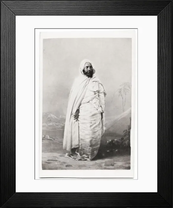 Framed Print : Vintage 19th century photograph: Abdelkader ibn Muhieddine (6 September 1808 – 26 May 1883; Arabic) Framed Print : Vintage 19th century photograph: Abdelkader ibn Muhieddine (6 September 1808 – 26 May 1883; Arabic)