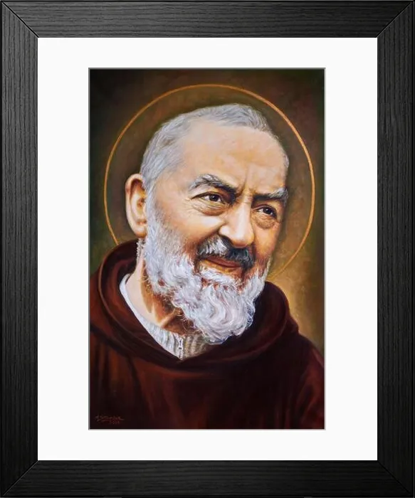 Framed Print : Bratislava, Slovakia. 2019 / 10 / 20. A painting of Saint Padre Pio of Pietrelcina. A private chapel Framed Print : Bratislava, Slovakia. 2019 / 10 / 20. A painting of Saint Padre Pio of Pietrelcina. A private chapel