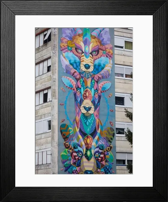 Framed Print : A mural animal called Totem, on a residential building designed by Farid Rueda from Mexico as part of the ReThinkSisak Street Art Festival Framed Print : A mural animal called Totem, on a residential building designed by Farid Rueda from Mexico as part of the ReThinkSisak Street Art Festival