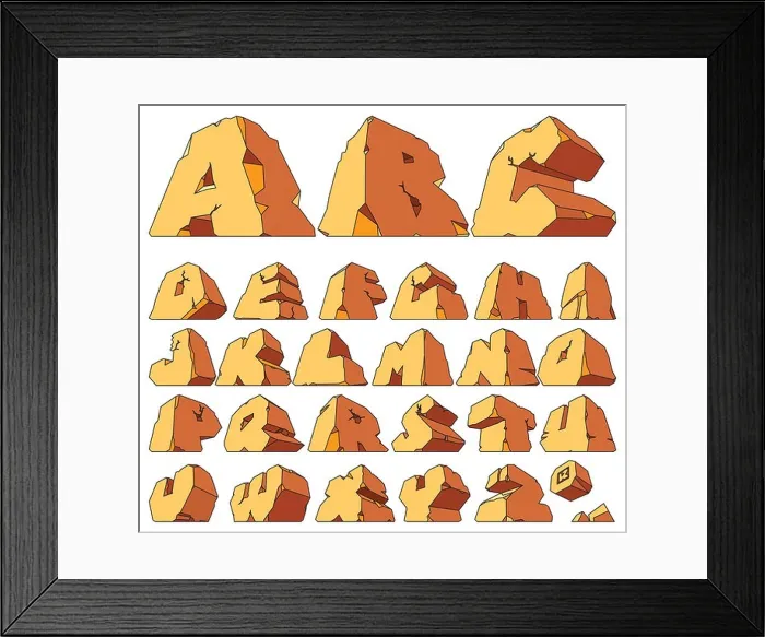 Framed Print : Alphabet made of stone: letters. Raster version. Vector version is also available Framed Print : Alphabet made of stone: letters. Raster version. Vector version is also available