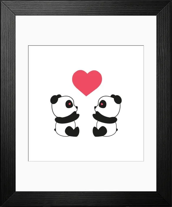 Framed Print : Panda bear illustration. Two pandas with heart. Valentines Day Framed Print : Panda bear illustration. Two pandas with heart. Valentines Day