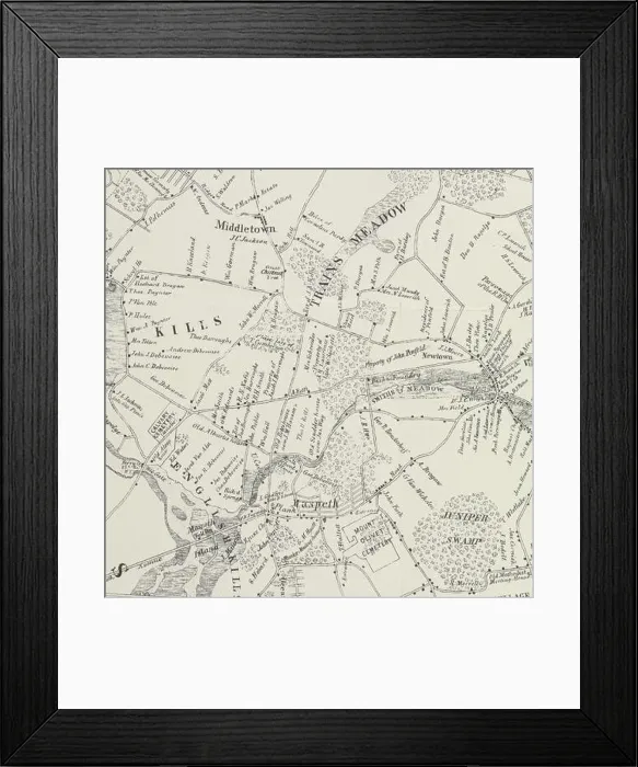 Framed Print : English: This is a detail from Map of Newtown, Long Island. Designed to exhibit the localities referred to in the Annals of Newtown. Compiled by Framed Print : English: This is a detail from Map of Newtown, Long Island. Designed to exhibit the localities referred to in the Annals of Newtown. Compiled by