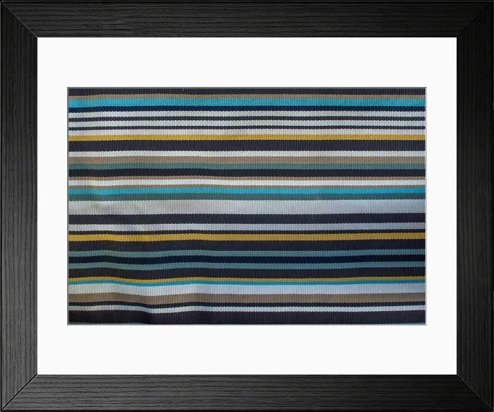 Framed Print : Floor carpet with stripes texture background. White, yellow, blue, black, gray striped rug Framed Print : Floor carpet with stripes texture background. White, yellow, blue, black, gray striped rug