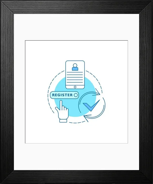 Framed Print : Account login line icon. New user register. Registration concept illustration Framed Print : Account login line icon. New user register. Registration concept illustration