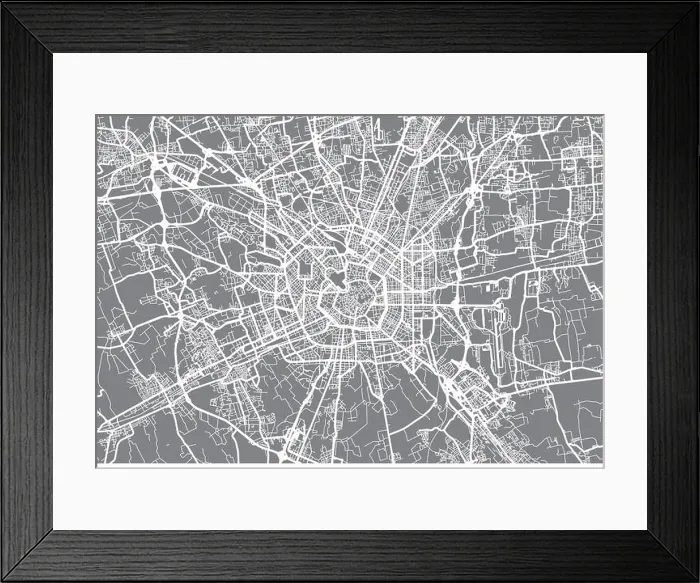 Framed Print : Urban vector city map of Milan, Italy Framed Print : Urban vector city map of Milan, Italy
