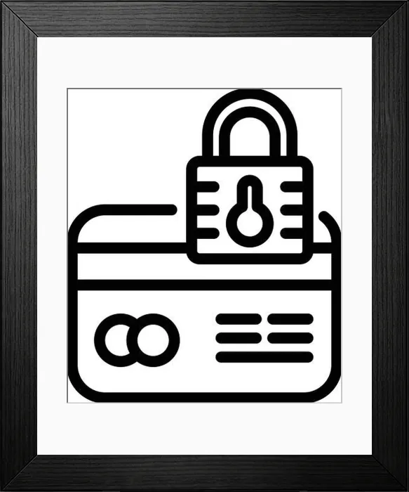 Framed Print : Secured credit card icon, outline style Framed Print : Secured credit card icon, outline style