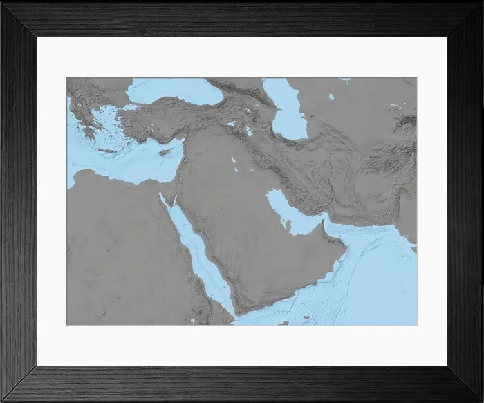 Framed Print : Middle East, Relief Map Framed Print : Middle East, Relief Map