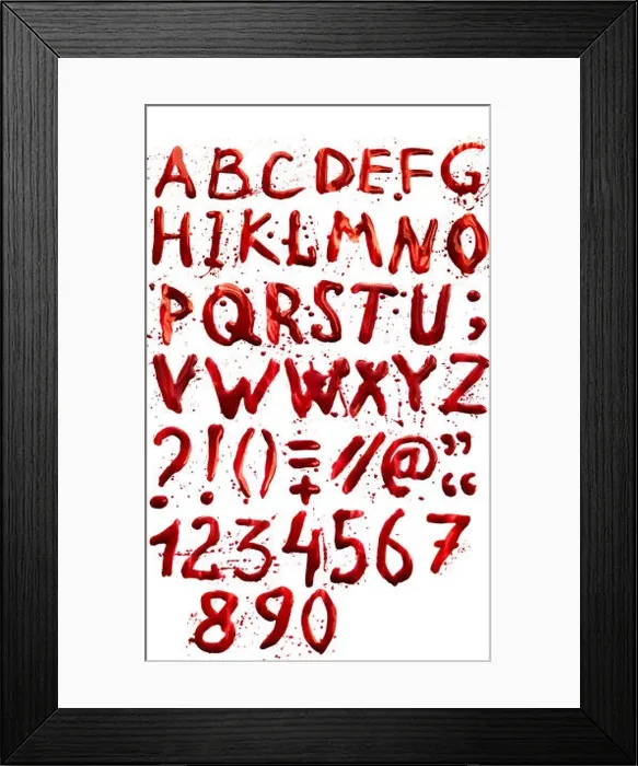 Framed Print : Bloody alphabet (font) full set isolated on white background Framed Print : Bloody alphabet (font) full set isolated on white background