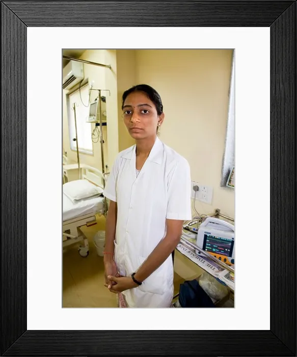Framed Print : Nurse on the ward of the Essar Hospital, Hazira. Surat. Gujarat. India Framed Print : Nurse on the ward of the Essar Hospital, Hazira. Surat. Gujarat. India