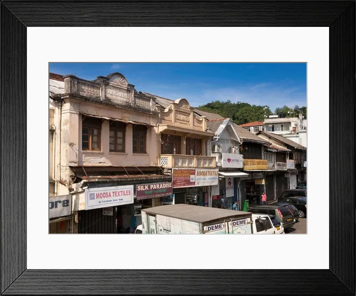 Framed Print : Sri Lanka, Kandy, Colombo Street, shops in old and new buildings Framed Print : Sri Lanka, Kandy, Colombo Street, shops in old and new buildings