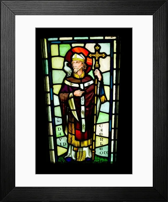 Framed Print : Saint David, Stained Glass Panels from the now demolished Chapel, Castell Coch, Tongwynlais, Cardiff, Wales Framed Print : Saint David, Stained Glass Panels from the now demolished Chapel, Castell Coch, Tongwynlais, Cardiff, Wales