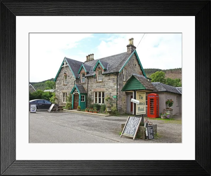 Framed Print : The Tomich Hotel in a Victorian model conservation village Inverness-shire Scottish Highlands Scotland Framed Print : The Tomich Hotel in a Victorian model conservation village Inverness-shire Scottish Highlands Scotland