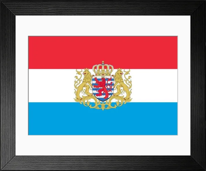Framed Print : Original flag of Luxembourg with coat of arms Framed Print : Original flag of Luxembourg with coat of arms