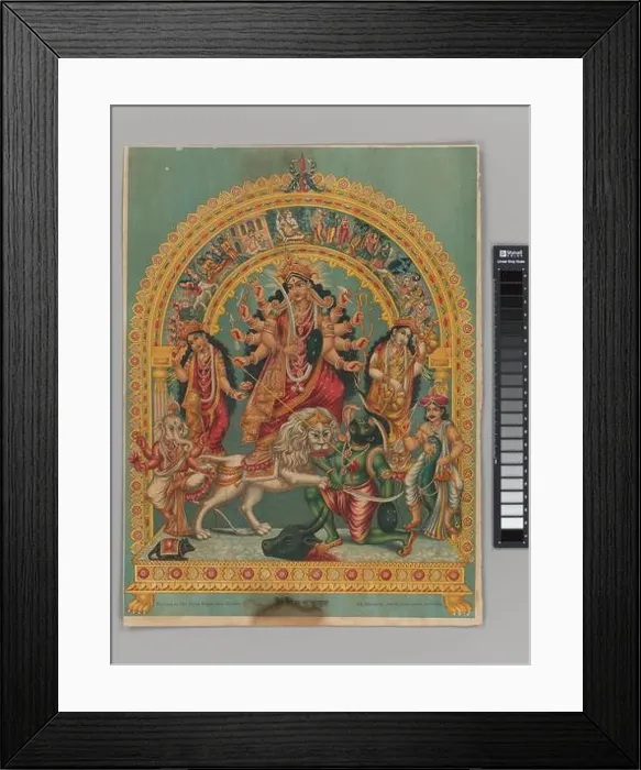 Framed Print : Shri Shri Durga ca. 1885–95 India, West Bengal, Calcutta The goddess Durga, wielding an array of weapons in her ten arms Framed Print : Shri Shri Durga ca. 1885–95 India, West Bengal, Calcutta The goddess Durga, wielding an array of weapons in her ten arms