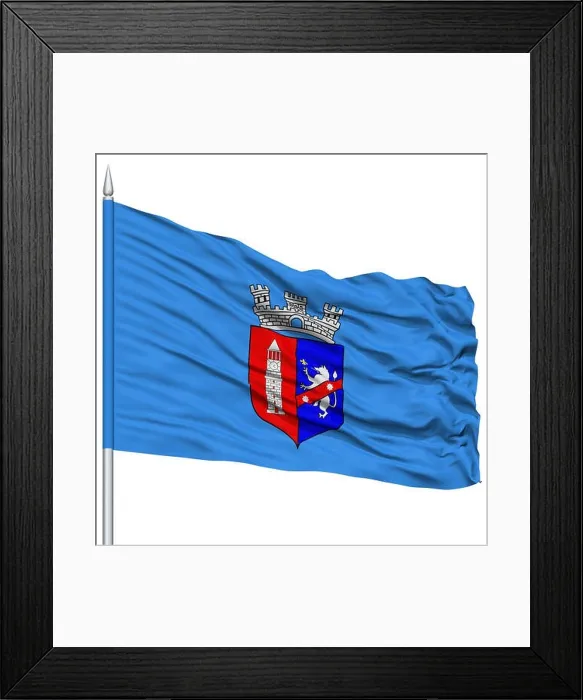 Framed Print : Tirana City Flag on Flagpole Framed Print : Tirana City Flag on Flagpole