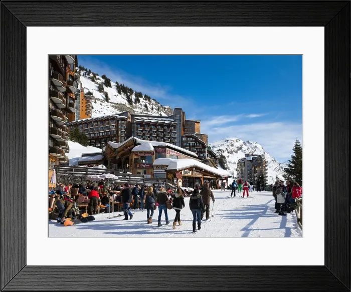 Framed Print : Bars and shops in the resort centre, Avoriaz, Portes du Soleil Ski Region, Haute Savoie, France Framed Print : Bars and shops in the resort centre, Avoriaz, Portes du Soleil Ski Region, Haute Savoie, France