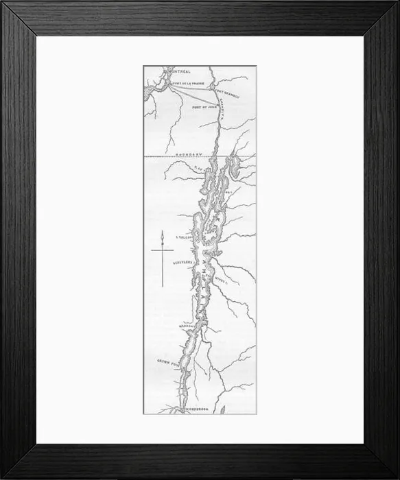 Framed Print : VERMONT: Map of Lake Champlain, antique print c1880 Framed Print : VERMONT: Map of Lake Champlain, antique print c1880
