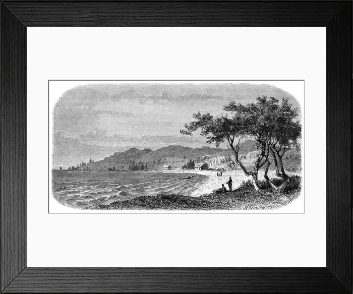 Framed Print : Early View of the Beach and Old Mud Huts or Beach Huts at Jacotet Bay near the village of Beau Champ Mauritius Framed Print : Early View of the Beach and Old Mud Huts or Beach Huts at Jacotet Bay near the village of Beau Champ Mauritius