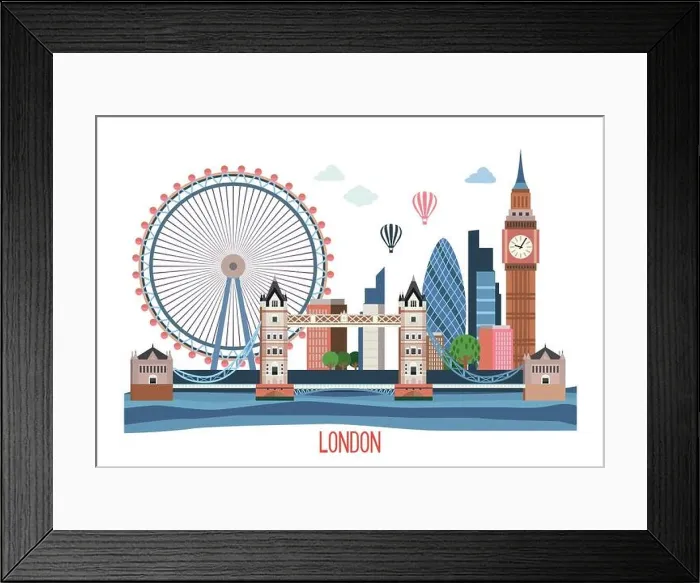 Framed Print : London landscape. Vector flat illustration Framed Print : London landscape. Vector flat illustration