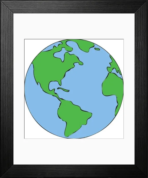 Framed Print : world  /  globe - kids illustration - children drawing -