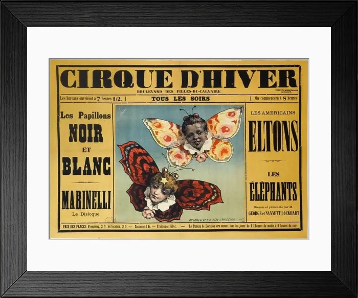 Framed Print : WINTER CIRCUS, BLACK AND WHITE BUTTERFLIES - WINTER CIRCUS, BLACK AND WHITE BUTTERFLIES Emile Levy. Imprimerie Morris père et fils Framed Print : WINTER CIRCUS, BLACK AND WHITE BUTTERFLIES - WINTER CIRCUS, BLACK AND WHITE BUTTERFLIES Emile Levy. Imprimerie Morris père et fils