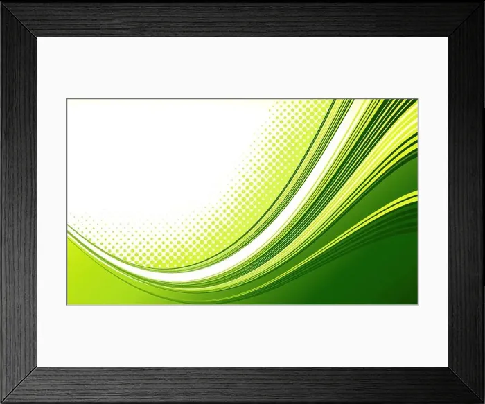 Framed Print : Vector Abstract green color curved lines background with halftone. Retro Template brochure design