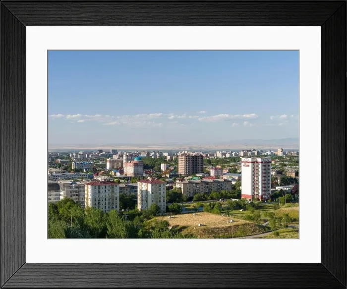 Framed Print : City view. The capital Bishkek located in the foothills of Tien Shan, Kyrgyzstan Framed Print : City view. The capital Bishkek located in the foothills of Tien Shan, Kyrgyzstan